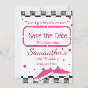 Neon Sneaker Verjaardag, Glitter Save The Date