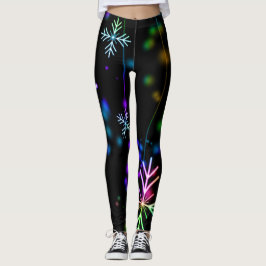 Neon sneeuwvlokken kerstpatroon leggings