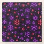 Neon Snowflakes Glazen Onderzetter (Voorkant)