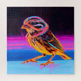 Neon Sparrow met gloeiende accenten Legpuzzel