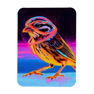 Neon Sparrow met gloeiende accenten Magneet