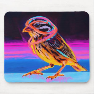 Neon Sparrow met gloeiende accenten Muismat
