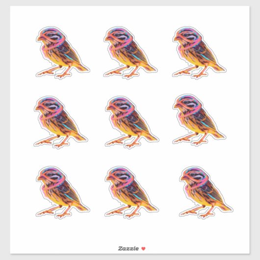 Neon Sparrow met gloeiende accenten Sticker (Vel)