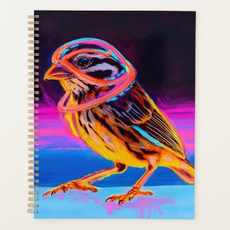 Neon Sparrow with Glowing Accents Planner