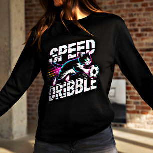 Neon Speed Dribbel Voetbal-Lievende Kat Fans & Gam T-shirt