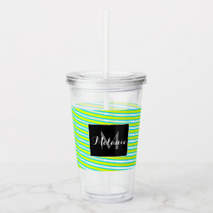 Neon Spiraal Lint Strepen Monogram Eigen Naam Acryl Drinkbeker