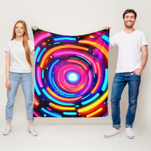 Neon Spiral Light Art Fleece Deken