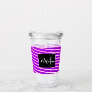 Neon Spiral Ribbon Stripes Monogram Aangepaste naa Acryl Drinkbeker