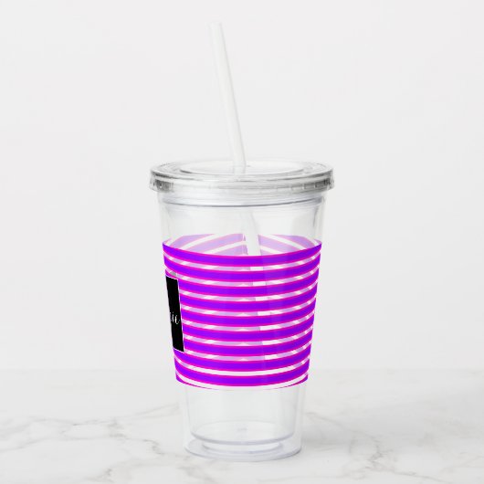 Neon Spiral Ribbon Stripes Monogram Aangepaste naa Acryl Drinkbeker (Links)