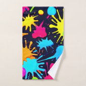 Neon Splatter Art: Levendig Abstract Expressionism Bad Handdoek (Handdoek)