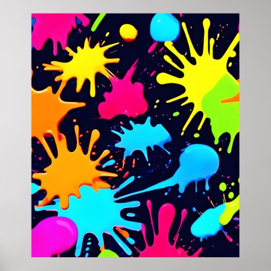 Neon Splatter Art: Levendig Abstract Expressionism Poster (Voorkant)