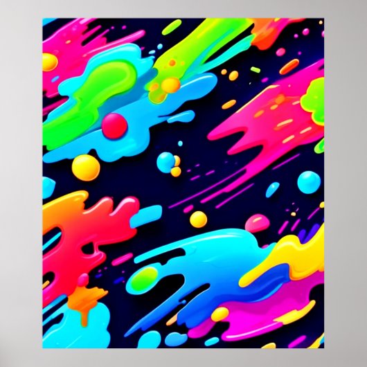 Neon Splatter Flow Art Poster (Voorkant)