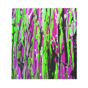 Neon Splatter Paint Paars Green en Black Notitieblok
