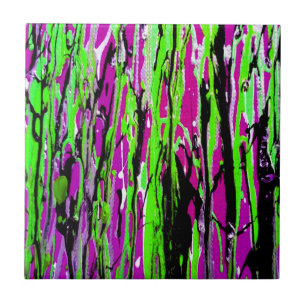 Neon Splatter Paint Paars Green en Black Tegeltje