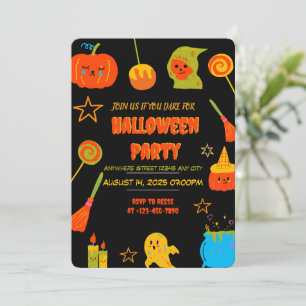 Neon Spooky Halloween Party Uitnodiging
