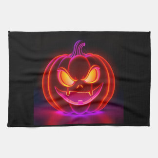 Neon Spooky Pumpkin Halloween Kitchen Towel Theedoek