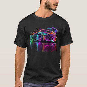 Neon sportwagen retro t-shirt