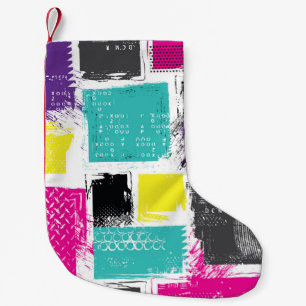 Neon Squares Retro Abstract Patroon Kleine Kerstsok