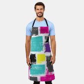 Neon Squares Retro Abstract Patroon Schort (Gedragen)