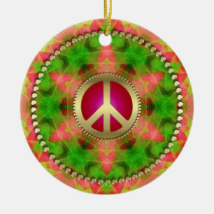 Neon Star Groovy Peace Sign Hanging Ornament