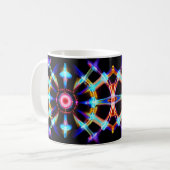 Neon Starburst-caleidoscoop Koffiemok (Voorkant links)