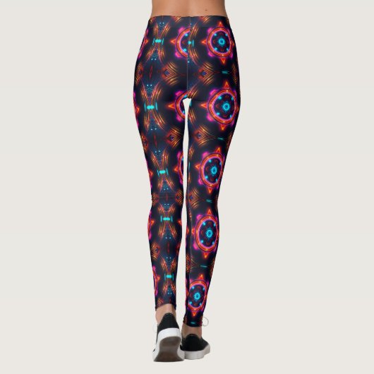 Neon Starburst-caleidoscoop Leggings (Achterkant)