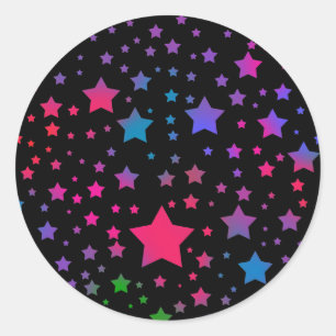 Neon Stars Ronde Sticker