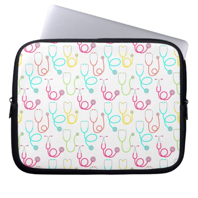 Neon Stethoscoop patroon Laptop Sleeve (Voorkant)