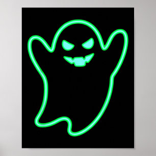 Neon-stijl Cartoon Ghost Halloween T-shirt Poster