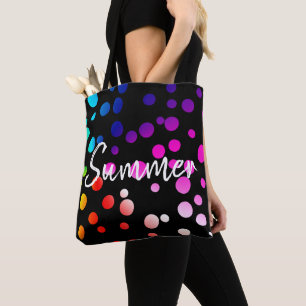 Neon Stippen met zomertekst Draagtas