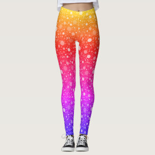Neon stippen op gele rode en paars-blauwe strepen leggings