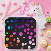 Neon Stippen op zwart Papieren Bordje (Feest)