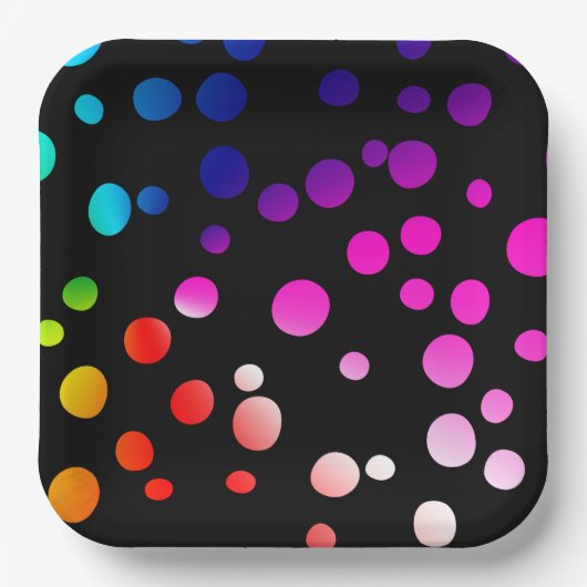 Neon Stippen op zwart Papieren Bordje (Voorkant)