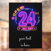 Neon Stores openen 24-uurs Cling Templet Raamsticker (Vel 2)