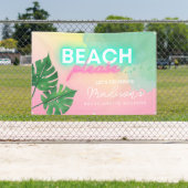 Neon Strand Alsjeblieft Bachelorette Roze Gradiënt Spandoek (Insitu)