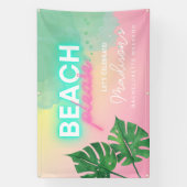 Neon Strand Alsjeblieft Verloofd Roze Gradiënt Spandoek (Verticaal)