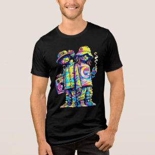 Neon Street Vibes Hip Hop Duo Grafisch Tri-Blend Shirt