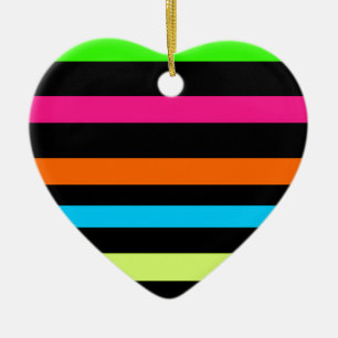 Neon strepen keramisch ornament