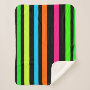 Neon strepen sherpa deken