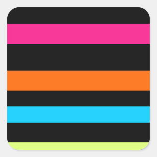 Neon Strepenpatroon Vierkante Sticker