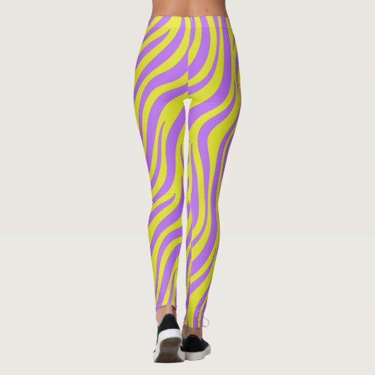 Neon Stripe Print Leggings met Wavy Lines (Achterkant)