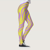 Neon Stripe Print Leggings met Wavy Lines (Rechts)