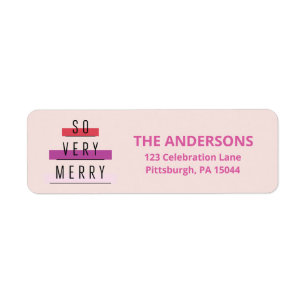 Neon Stripes Retro Merry Adresetiketten Etiket