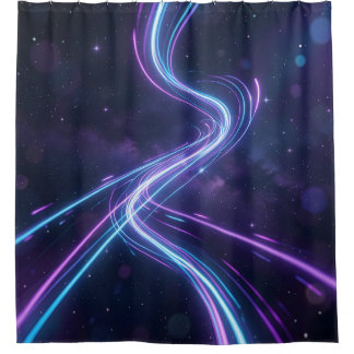 Neon Stroom – Neon Licht Kunst Douchemateriaal Douchegordijn