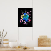 Neon Style Floral Bouquet Poster (Keuken)