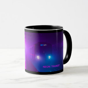 Neon Subway Vaporwave Mok – Retro Cyberpunk Koffie
