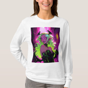 Neon Succubus Demon Anime Girl T-shirt
