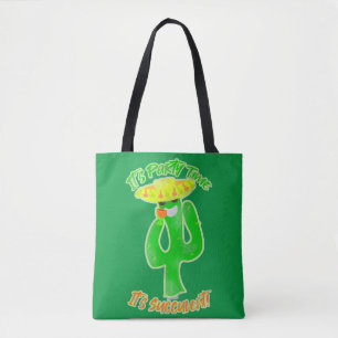 Neon Succulent Party Time Cactus Logo Draagtas