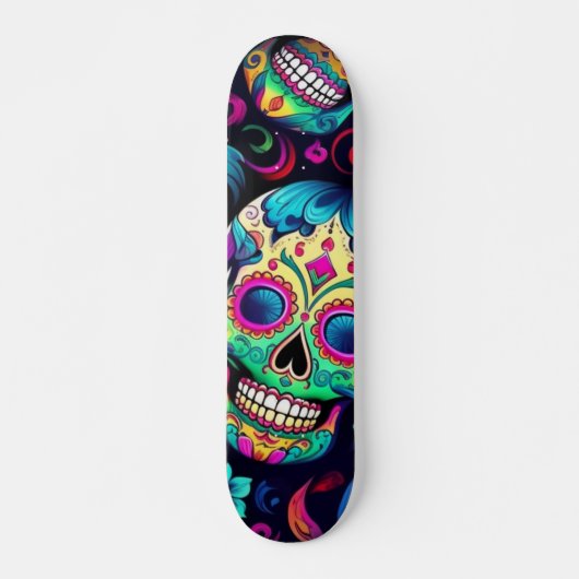 Neon Sugar Skull Skateboard (Voorkant)