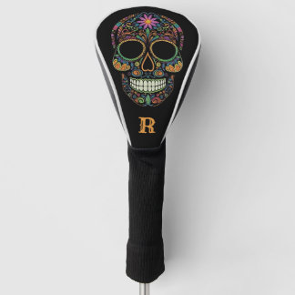 Neon Suiker Schedel Dag van de Doden Monogram Eers Golfheadcover